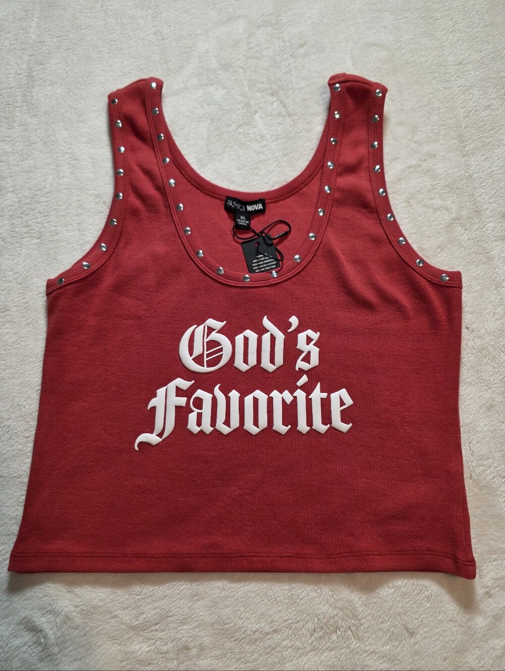 God's Favorite Ribbed Studded Tank Top Size XL NWT